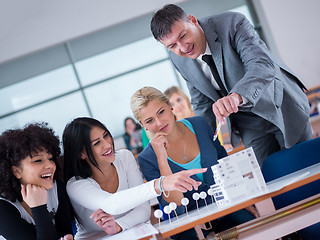 Image showing students with teacher  in computer lab classrom