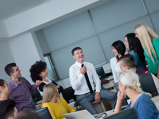 Image showing students with teacher  in computer lab classrom