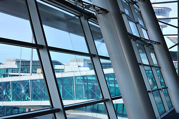 Image showing metal window of airport