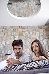 Image showing couple relax and have fun in bed