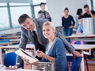 Image showing students with teacher  in computer lab classrom