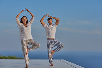 Image showing young couple practicing yoga