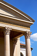 Image showing  in italy   olgiate  varese  the old wall  church and column