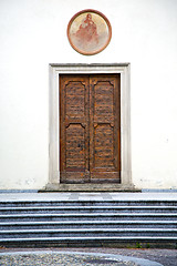 Image showing old castronno   wall  and church door  