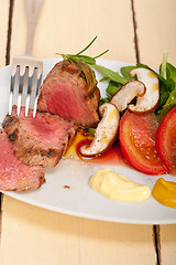 Image showing beef filet mignon grilled with vegetables