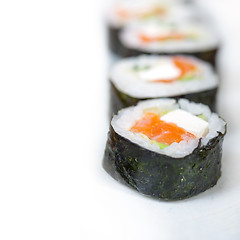 Image showing fresh sushi choice combination assortment selection 