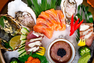 Image showing fresh sushi choice combination assortment selection 