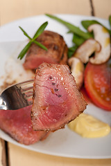 Image showing beef filet mignon grilled with vegetables