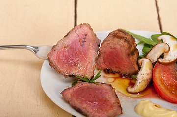 Image showing beef filet mignon grilled with vegetables