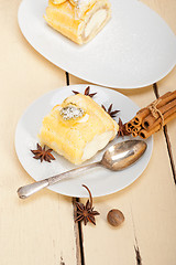 Image showing cream roll cake dessert and spices 