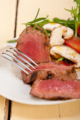 Image showing beef filet mignon grilled with vegetables