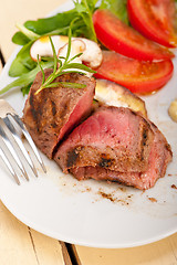 Image showing beef filet mignon grilled with vegetables