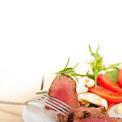 Image showing beef filet mignon grilled with vegetables