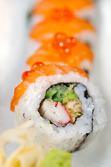 Image showing fresh sushi choice combination assortment selection 