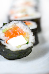 Image showing fresh sushi choice combination assortment selection 