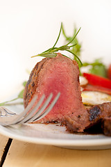 Image showing beef filet mignon grilled with vegetables