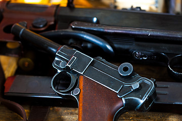 Image showing Parabellum pistol and submachine gun MP 38