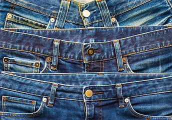 Image showing Blue jeans in stack