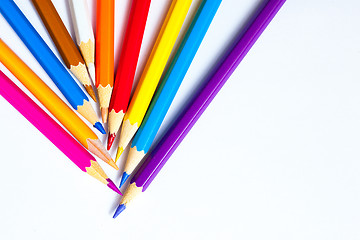 Image showing set of colored pencils on white