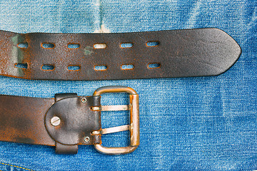 Image showing Vintage leather belt with a buckle