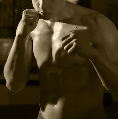 Image showing body boxer in fighting stance