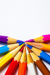 Image showing colored pencils on white background