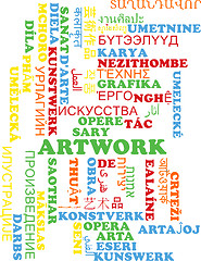 Image showing Artwork multilanguage wordcloud background concept