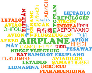 Image showing Airplane multilanguage wordcloud background concept