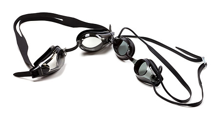 Image showing Black goggles for swimming on white background