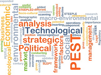 Image showing Political economic social technological PEST background concept
