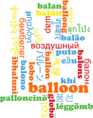 Image showing Balloon multilanguage wordcloud background concept