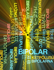 Image showing Bipolar multilanguage wordcloud background concept glowing