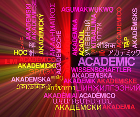 Image showing Acedemic multilanguage wordcloud background concept glowing