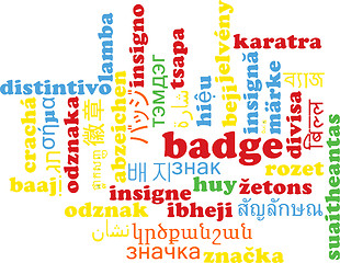 Image showing Badge multilanguage wordcloud background concept
