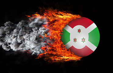 Image showing Flag with a trail of fire and smoke - Burundi