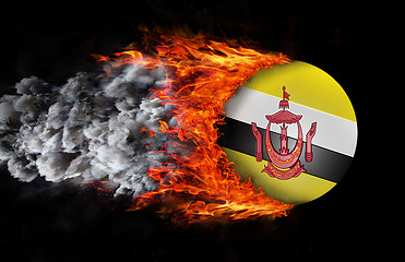 Image showing Flag with a trail of fire and smoke - Brunei