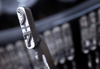 Image showing 7 hammer - old manual typewriter - cold blue filter