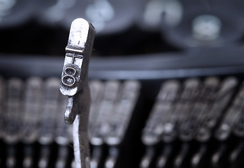 Image showing 8 hammer - old manual typewriter - cold blue filter