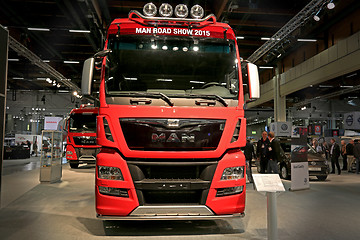 Image showing Red MAN TGX 26.560 Truck Tractor at Logistics Transport 2015