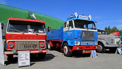 Image showing Three Classic Volvo Trucks from 60s and 70s 