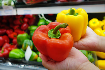 Image showing Green and red bell peppers