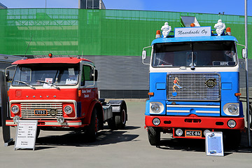 Image showing Two Classic Volvo Trucks at Logistics Transport 2015