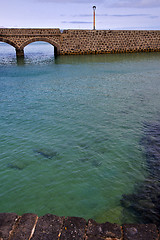 Image showing   ocean lanzarote  bridge   street lamp  