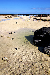 Image showing people footstep coaststone   cloud beach   summer 