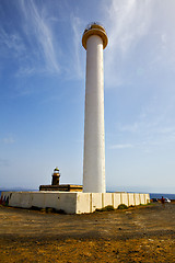 Image showing lanzarote lighthouse and rock in the blue sky     teguise  