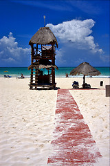 Image showing  in mexico rock stone sky cloud people coastline and summer 