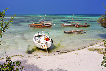 Image showing bush africa coastline boat   lagoon relax   zanzibar 