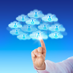 Image showing Finger Contacting Workforce Via Cloud