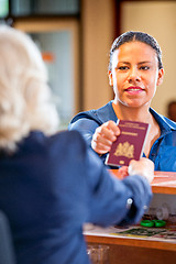 Image showing Front desk hotel checkin