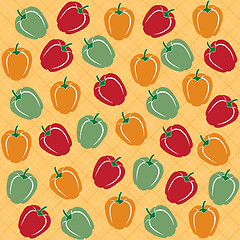 Image showing Seamless pattern of sweet peppers of different colors